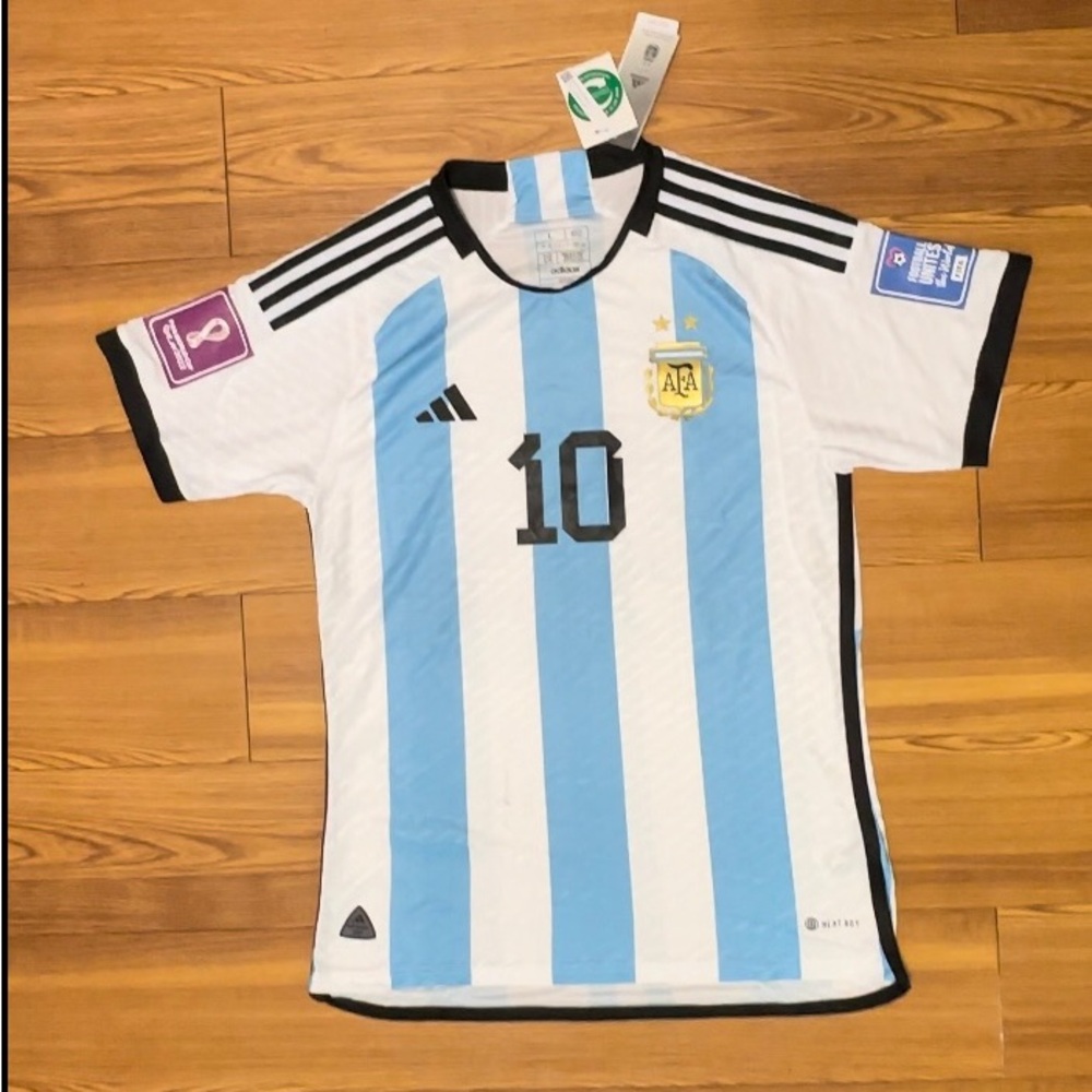 Messi Argentina Jersey 2022 Home World Cup 2 Stars Ad… - Gem